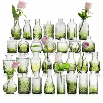 green bud vases