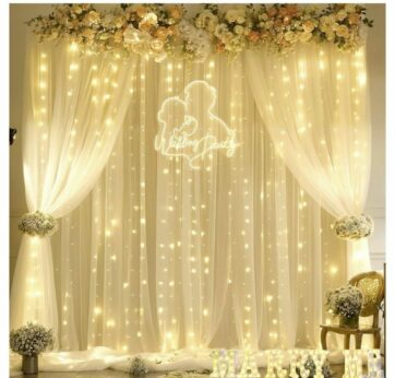 Sheer curtain with lights